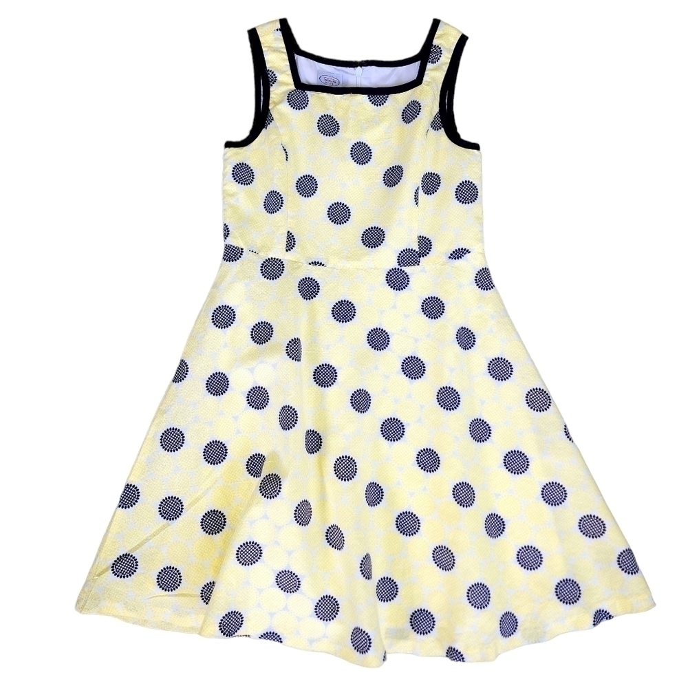 TALBOTS Kids Yellow Black Linen Blend Fit and Flare Dress